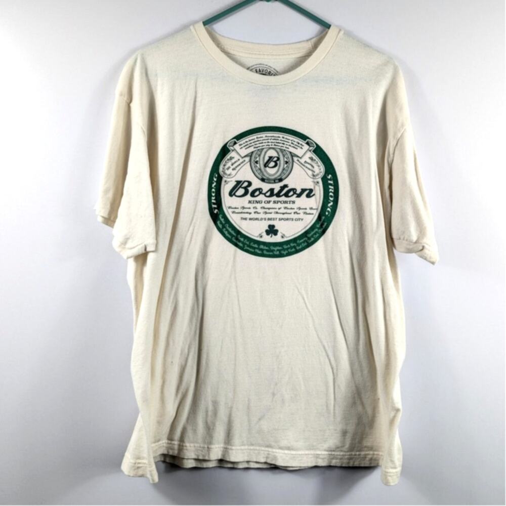Boston King of Sports Mens XL Graphic Tee Cream Fan Favorite Combed Cotton